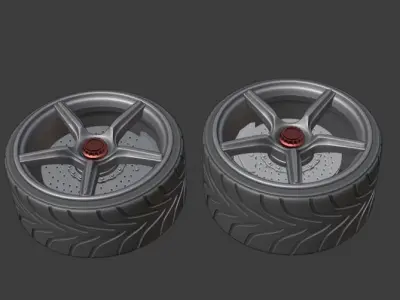 ULtra Light 5 spokes WHEEL SET FRONT AND REAR 3 3D print model