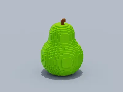 Voxel Pear Low-poly 3D model