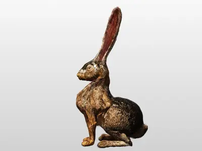 Rabbit  Hare Rigged and Hopping Low-poly 3D model