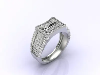 Print Ready STL 3DM  Gents Rings Diamond Men Ring  3D print model 196