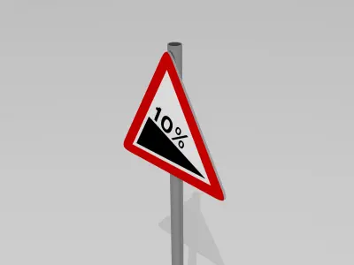 Steep road sign 3D model