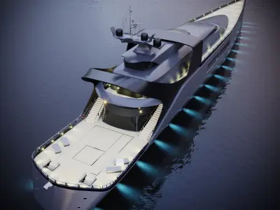 modern megayacht 106m length 3D model