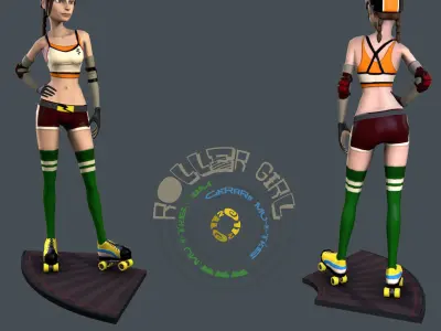 Cartoon Roller Girl 3D model
