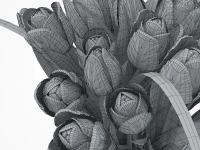 Tulips in glass vase 3D model