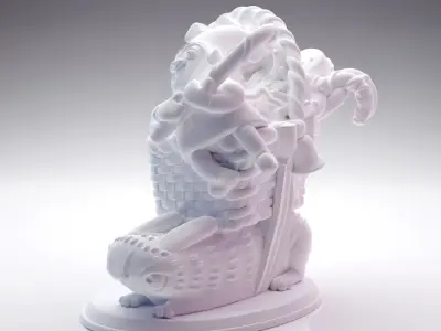 3D printed Funny Christmas elf with bunny and gifts 3D print model