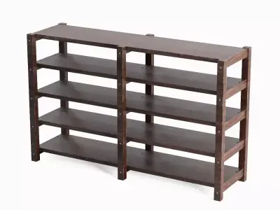 Long Pottery Shelf 01 Low-poly 3D model