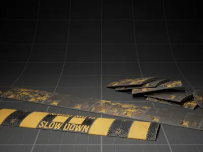 Used Road Props batch03 Low-poly 3D model