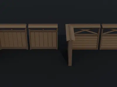 Cartoon fantasy asion fence Polygonal Style Low-poly 3D model