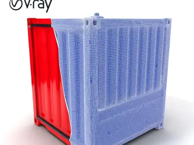 Red Shipping Container Model Pack Low-poly 3D model