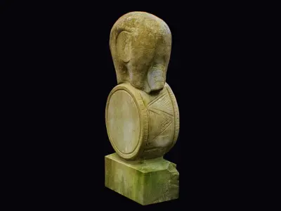 Stone Mythical Circus Elephant Statue Art Animal Sculpture 3D model