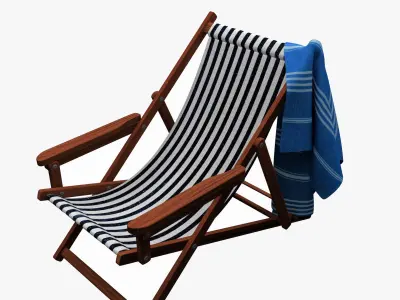 Beach Chair with Towel 3D model