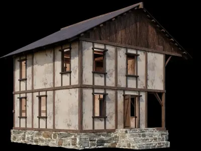 Medieval Houses 07 - 4K Textures Game Ready Low-poly 3D model