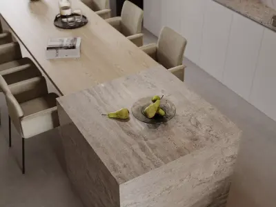 Modern luxury living room and dining room interior 398 3D model