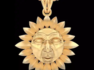 Sun pendant gold sterling printable jewelry 3D model 3D print model