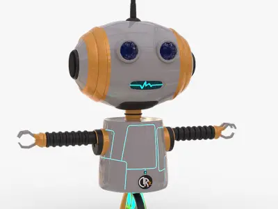 3D Retrobot - Technology Mascot Low-poly 3D model