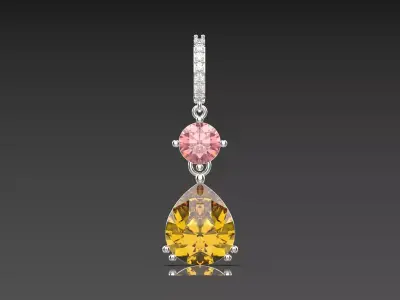 White Gold and Gemstone STL Pendant jp0293 3D print model