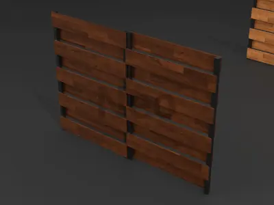 Low-Poly Wooden Fence 3D Model - Modern Wooden Fence Low-poly 3D model