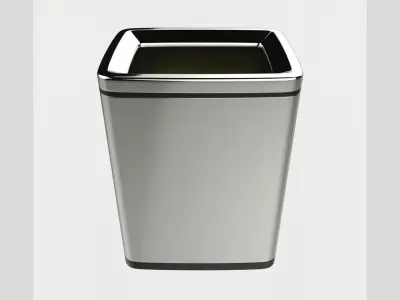 Modern Metal Trash Can Low Poly High Poly 3D model