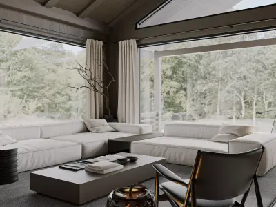 Livingroom and Kitchen 3D model