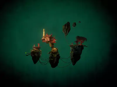 Stylized Fantasy Asian Temple Environment 3D Model 3D model