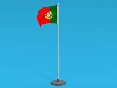 Low Poly Seamless Animated Portugal Flag Low-poly 3D model