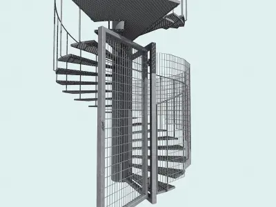 Spiral fire escape staircase 3D model