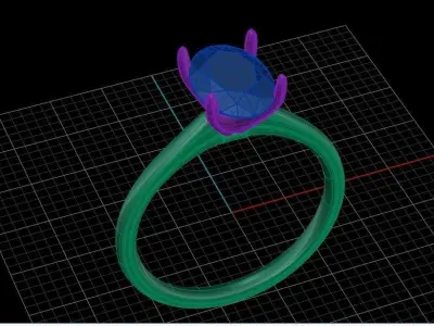 Solitaire Oval Diamond Engagement Ring  3D print model