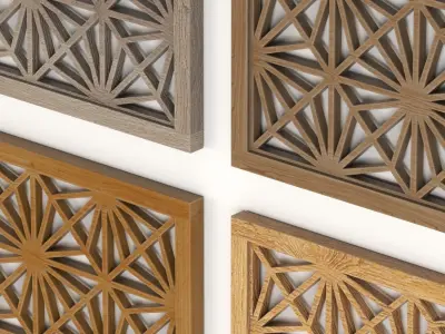  Wood Arabic Islamic pattern decorative grill screen 3D model buy