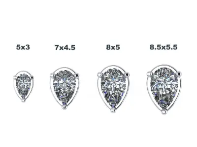 Pear Shape Stud Earring Tops - Various sizes 3D print model