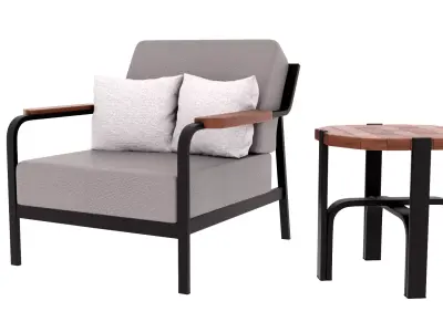 Furniture set for relaxation Low-poly 3D model