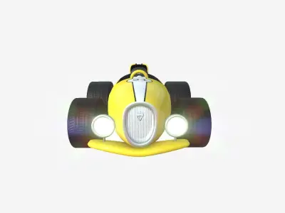 Cartoon Kart B06 Yellow - Vehicle Racing Design Low-poly 3D model
