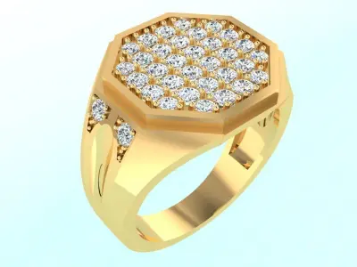 Diamond Rings - Mens Ring - N4192 3D print model
