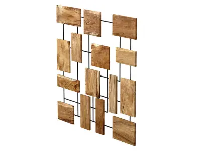 Decorative wall panel with wooden elements 3D model