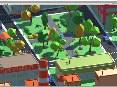 Cartoon Town pack Low-poly 3D model