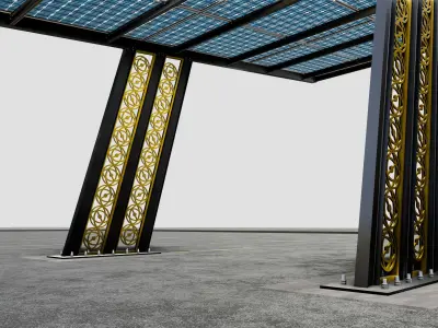TRIPLE L TYPE MODERN SOLAR CARPORT TYPE-17 3D model