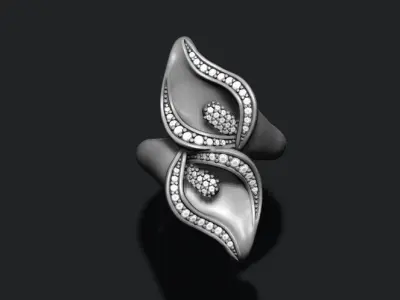 Calla Lily ring with gems 3D print model