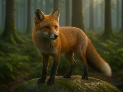 Realistic Red Fox Low-poly 3D model