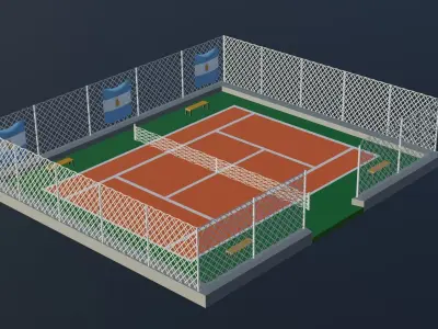 Tennis Court - Argentina Low-poly 3D model