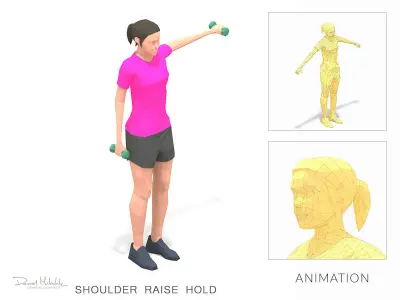 shoulder raise Exercise Woman Animation Low-poly 3D model