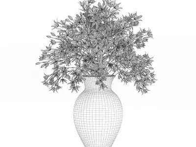 Blue Flowers in Ceramic Vase 3D model