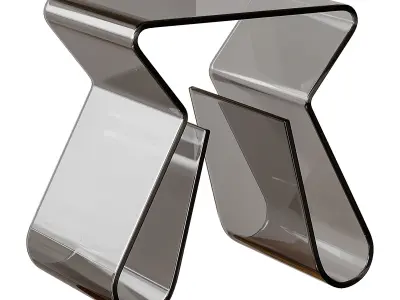 Acrylic Curve Edge Side Table - Minimalist 3D model