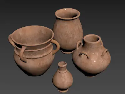 Halldale Terracotta Vase Collection 3D model