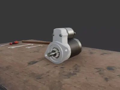 Automotive Starter Motor 3D Model Low Poly PBR  Low-poly 3D model