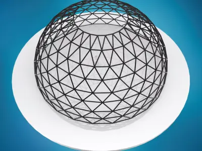 Dome triangulated wire frame structure large Low-poly 3D model