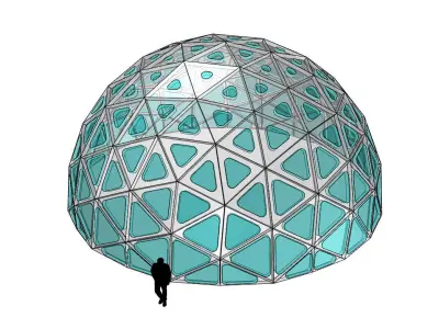 Geodesic Dome with Dynamic Perforations and glass panels 3D model