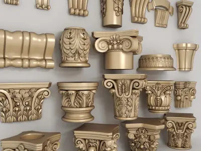 column-bracket ornate gold vase 3D model