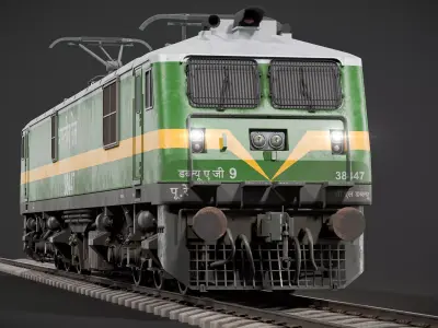 WAG-9 Indian Railways Electric Locomotive PBR 3D Model Low-poly 3D model