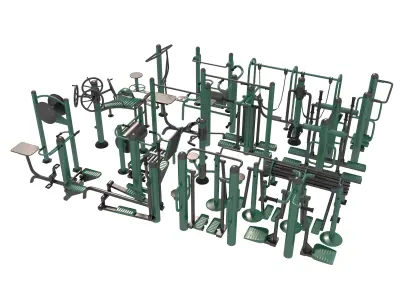 Outdoor Fitness Equipments Collection  3D model