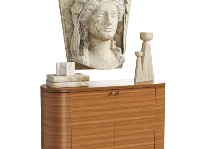 Ancient Woman head panel decor and console set 3D model