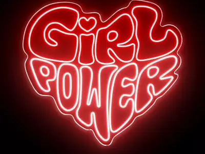 Girl Power Neon Sign 3D model